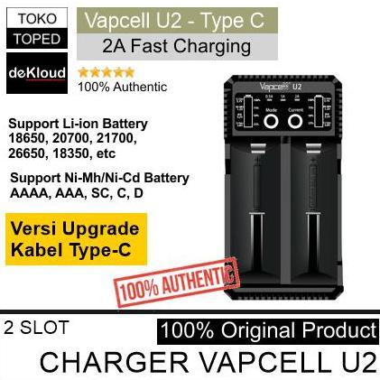 Authentic VAPCELL U2 Fast Charger Battery 2A | 18650 21700 AAA AA