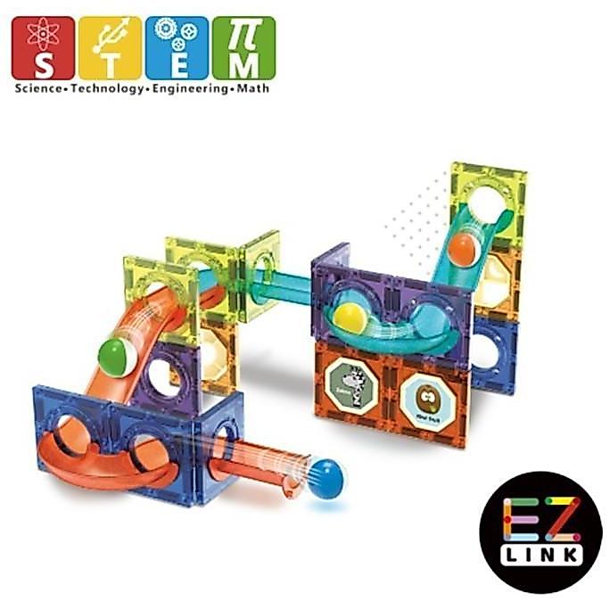 Okiedog Ezlink 3D Magnetic Marble Run With Light 75Pcs- Mainan Edukasi