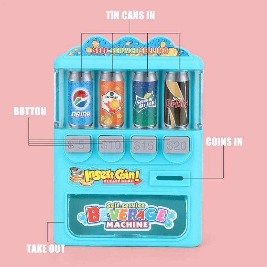 Mainan Anak Vending Machine / Mainan Mesin Minuman / Edukasi Mainan Dioperasikan Koin Minuman Lembut