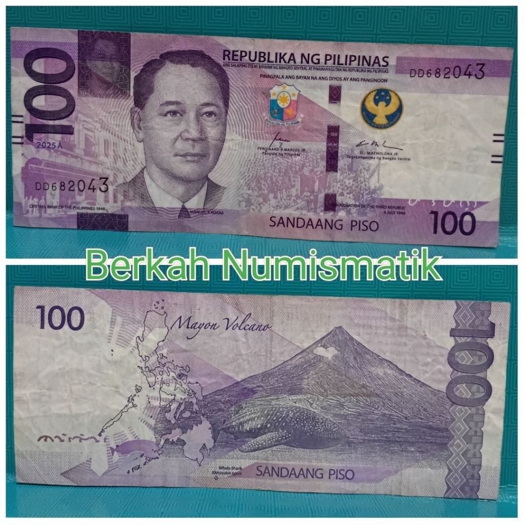 Uang Filipina Kuno 100peso VF Sesuai foto Untuk Mahar