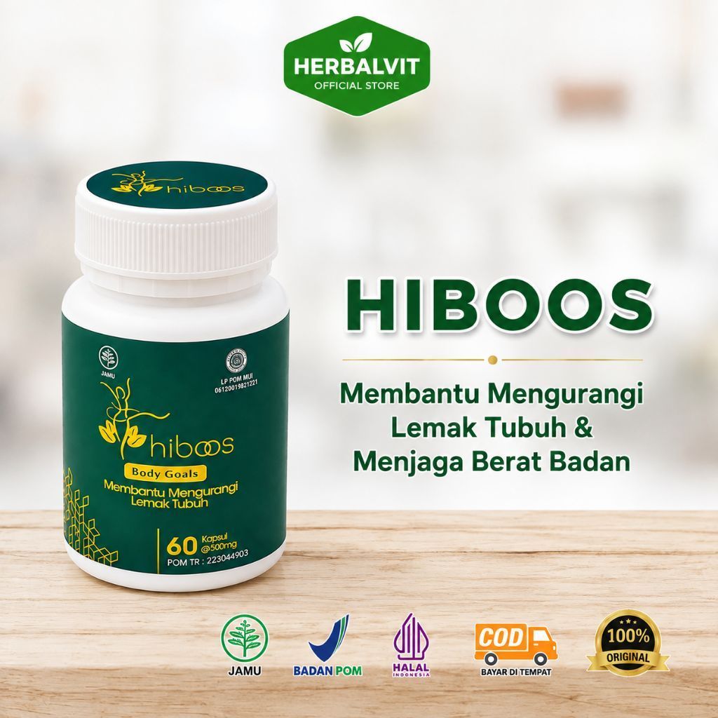 HIBOOS Body Goals- Herbal Pelangsing Alami - Kapsul Penurun Berat Badan & Membakar Lemak Tubuh BPOM 