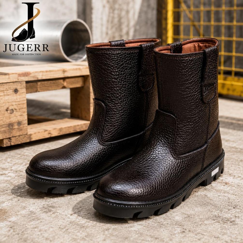 New Jugerr Safety Boots Pria Kulit Premium Sepatu Kerja Sol Anti Slip