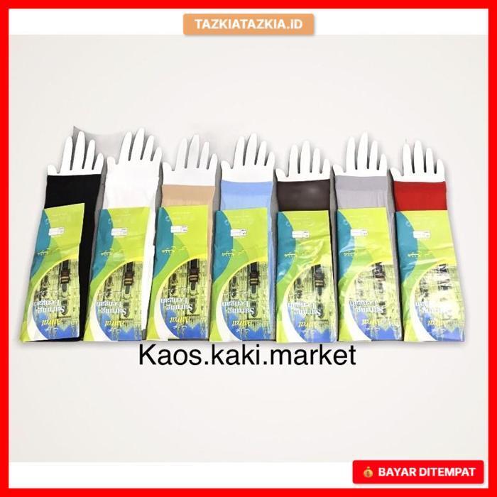 6 pasang Manset Tangan Dewasa Polos Tipis Stoking Elastis Hitam Cream Putih Mix Warna
