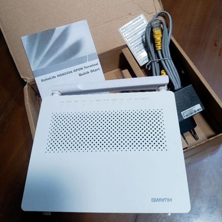 Modem GPON ONT Router WIFI Huawei HG8245A lengkap kayak baru
