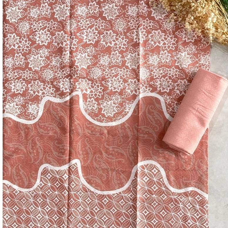 kain batik cap doby pastel dimensi + doby polos