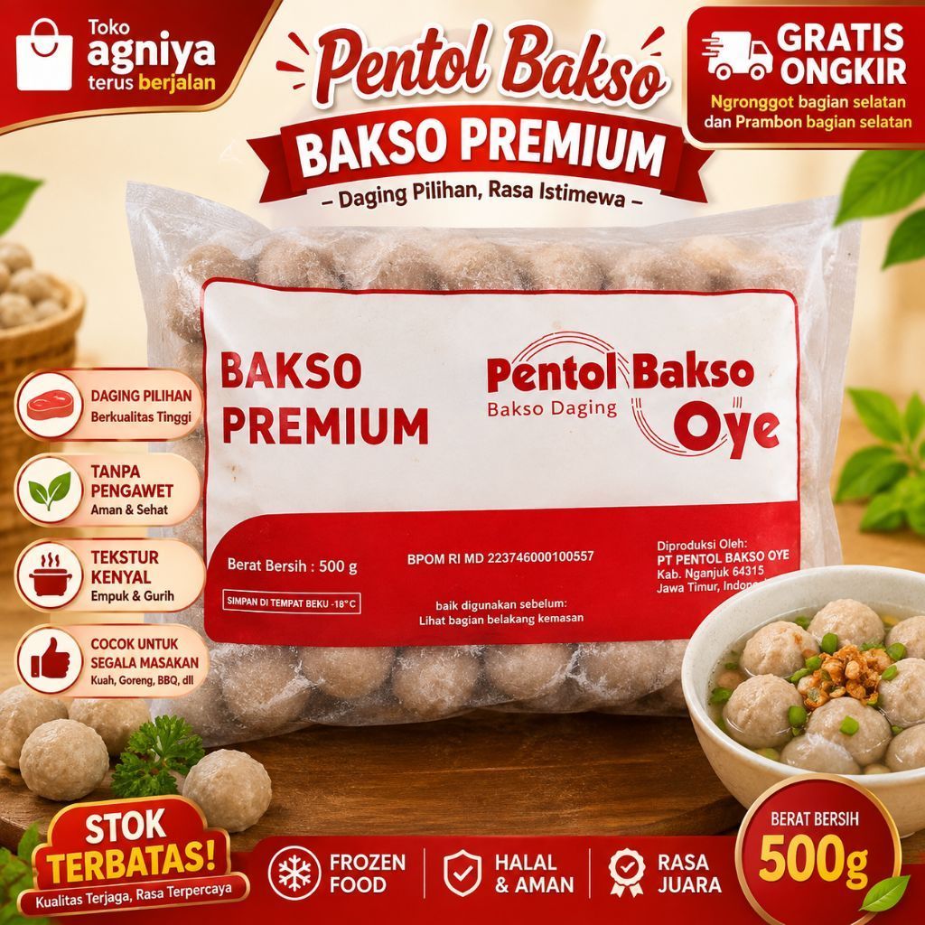 PENTOL BAKSO PREMIUM OYE 500 gr ISI 50/OYE PENTOL BAKSO SAPI