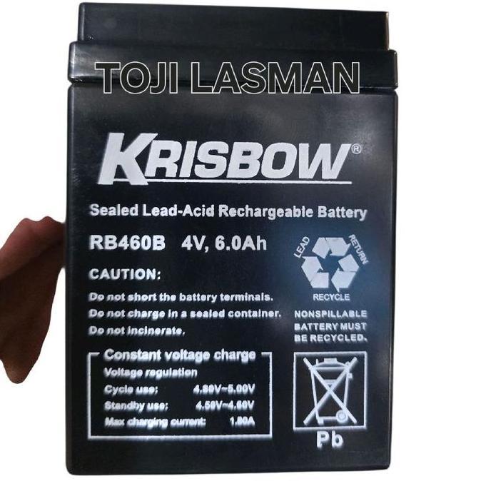 ( ACCU 4V4AH ) KRISBOW R SEALED LEAD-ACID RECHARGEABLE BATTERY RB460B 4V, 6.0AH LEAD RETURN 4V6.0AH 