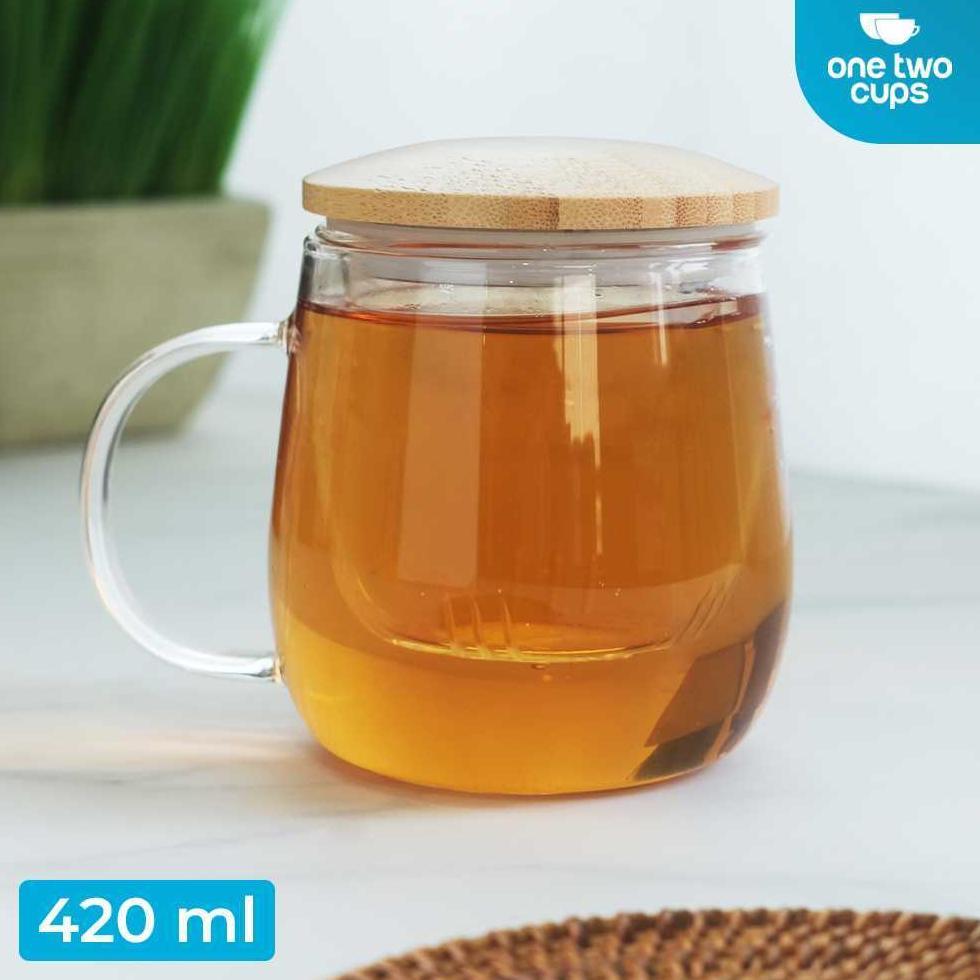 Cangkir Teh Saringan Kaca Tahan Panas Infuser Mug
