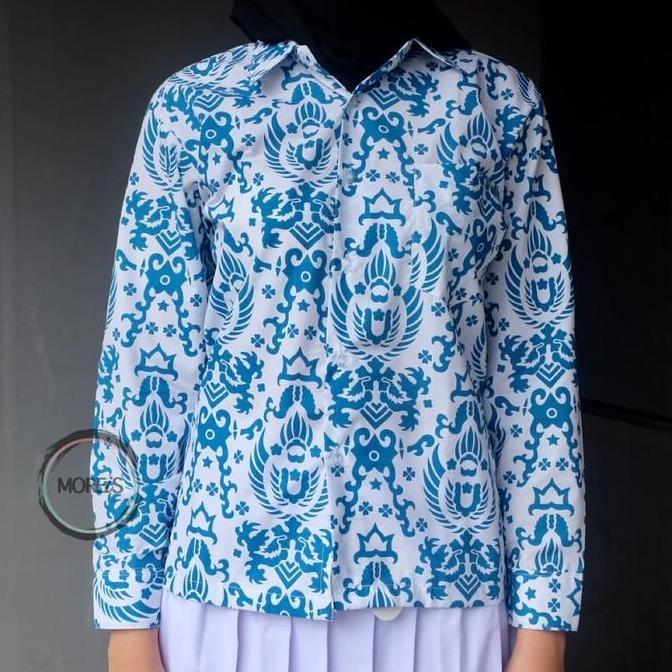 Seragam Baju Batik Garuda Panjang Biru