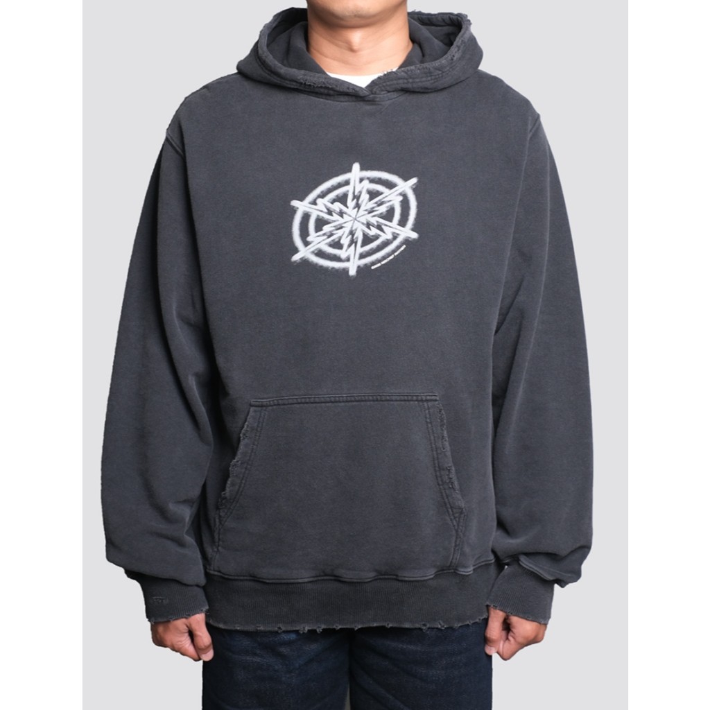 Mischief Mayhem - Thunder Web Hoodie - Black Washed