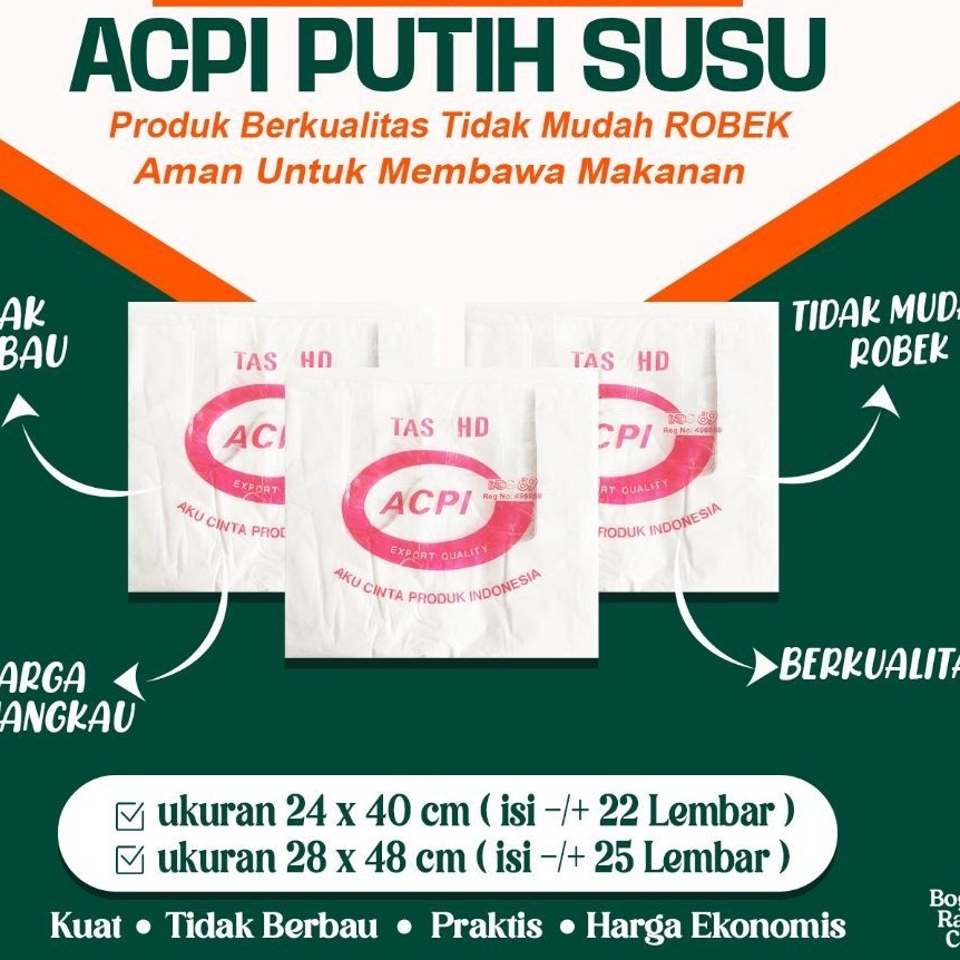 KANTONG PLASTIK HD ACPI / WARNA PUTIH SUSU / UKURAN 24 DAN 28
