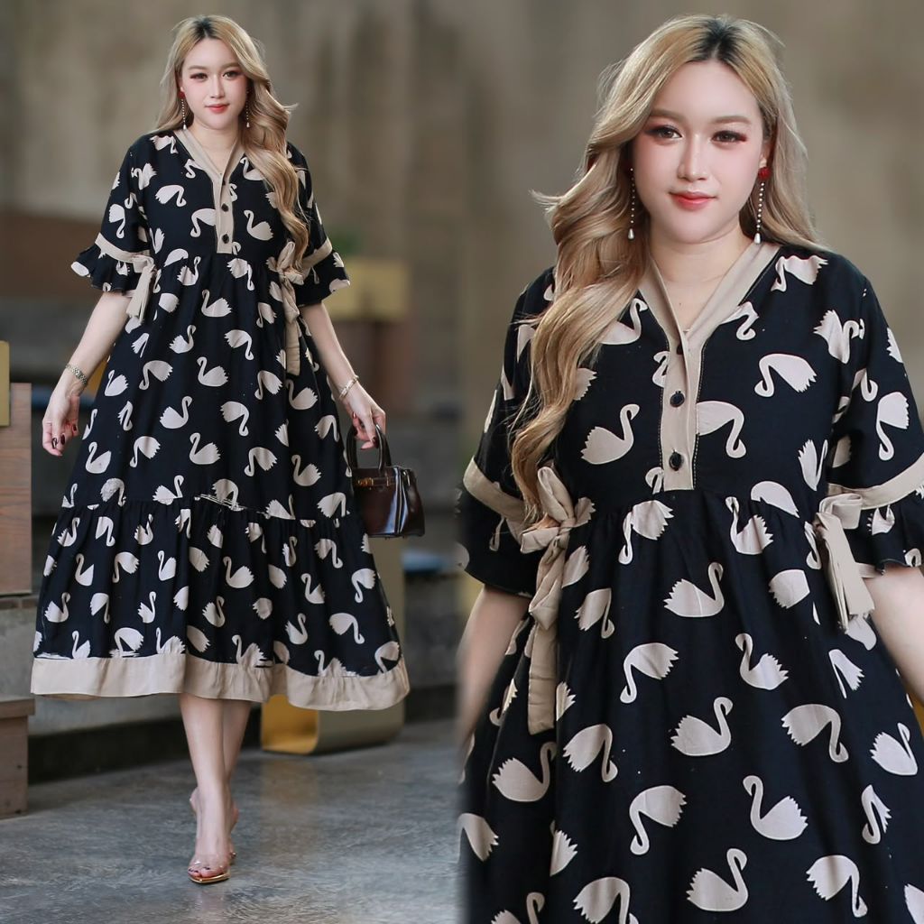 TASYA DRESS RAYON POLOS LD 120  LONGDRESS KIMONO PIYAMA  / DASTER JUMBO KERUT DADA  RAYON PREMIUM BU