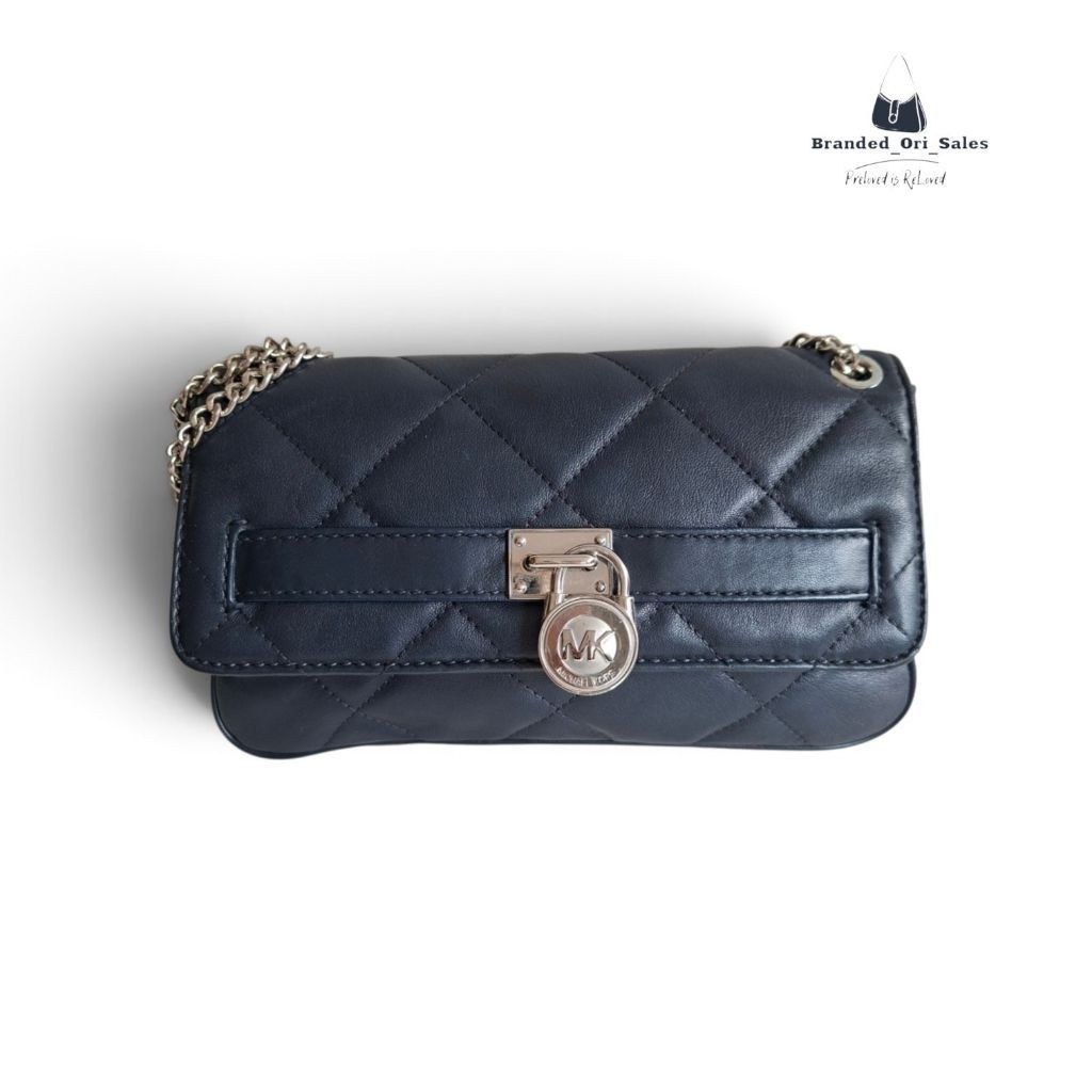 TAS WANITA MK HAMILTON QUILTED NAVY SHOULDER BAG