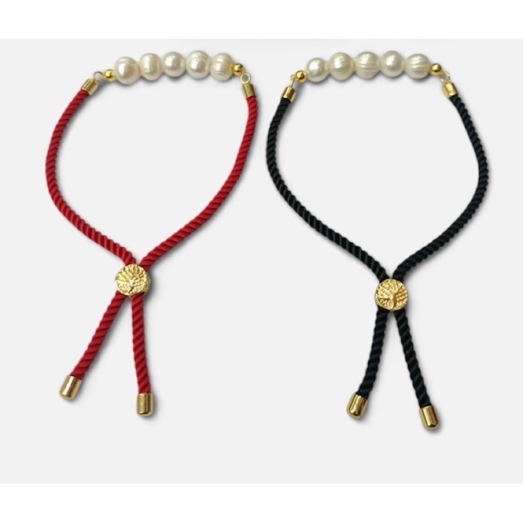 Gelang Tali Pandora Adjustable Mutiara Air Tawar Asli
