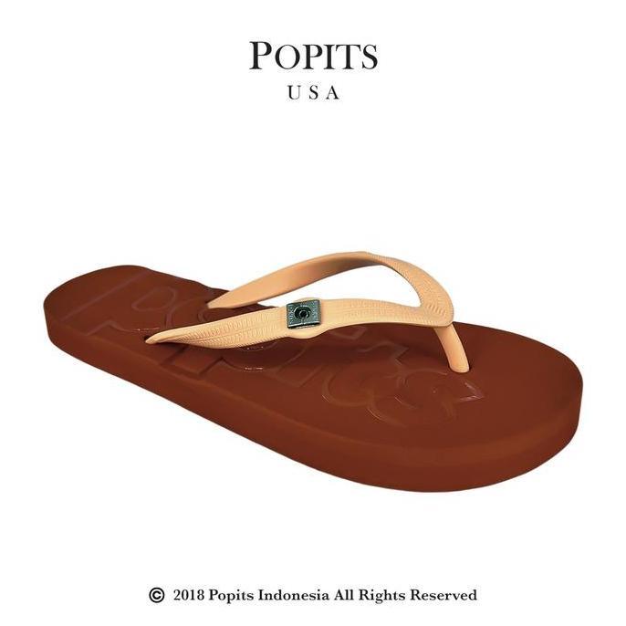 POPITS USA - Classic Flat Emboss Sandal Cewek Wanita Elegan & Nyaman | Popits Original 100% | Popits