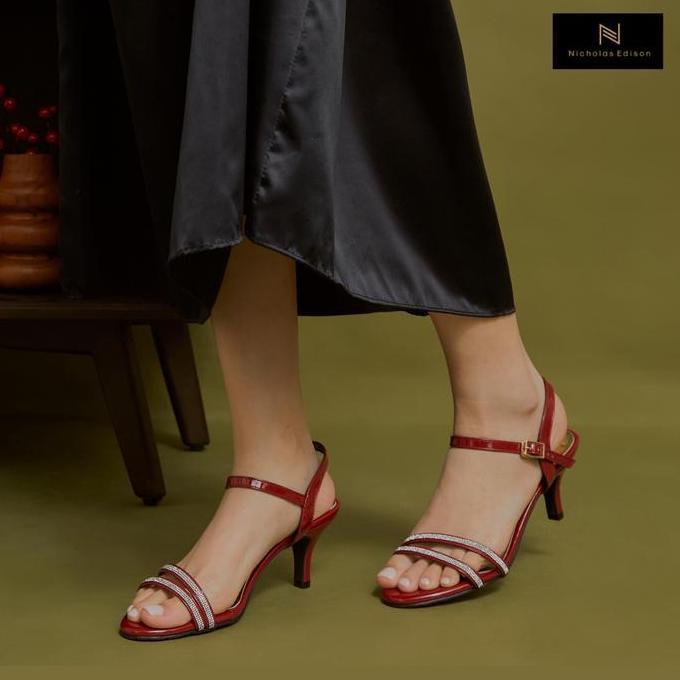Nicholas Edison Heels Harper Heels pesta hak stiletto tinggi sedang