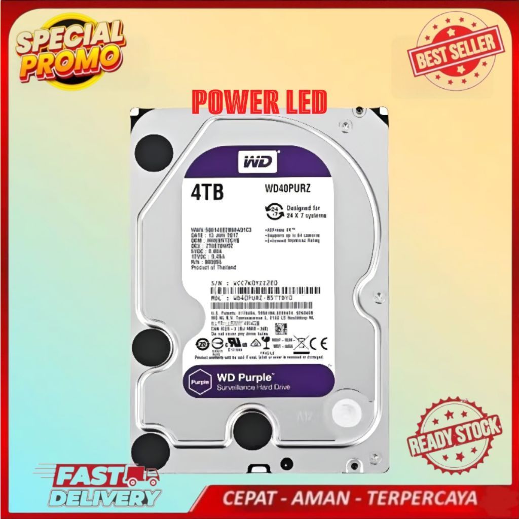 WD Purple 4TB / WD CCTV 4TB / WD Surveillance 4TB / WD Purple 4 TB / HDD/ HD/ Hardisk/ Harddisk