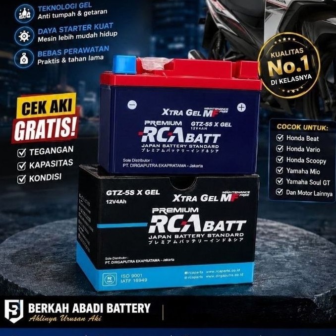 Aki Gel motor matic RCA GTZ7S 6Ah