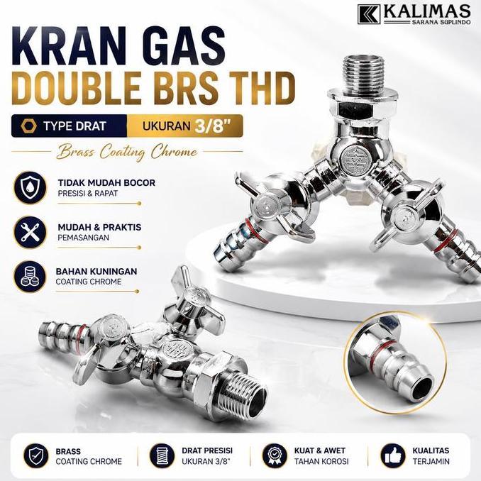 Kran Gas Double Drat D. 3/8" (Kakudai)