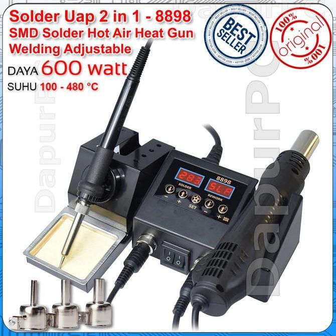 Mesin 8898 Solder Uap 2 In 1 Hot Blower Dan Solder Adjustable 600W