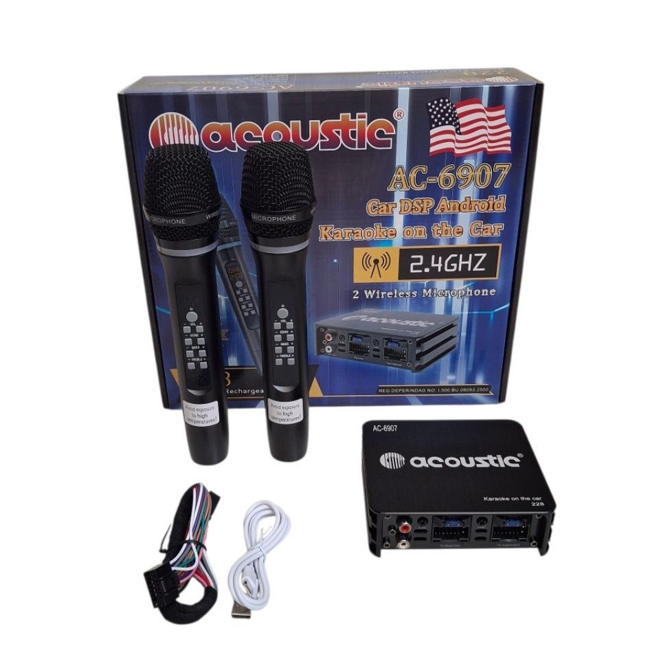 Dsp android karaoke acoustic ac-6907 power booster acoustic with 2 wireless microphone