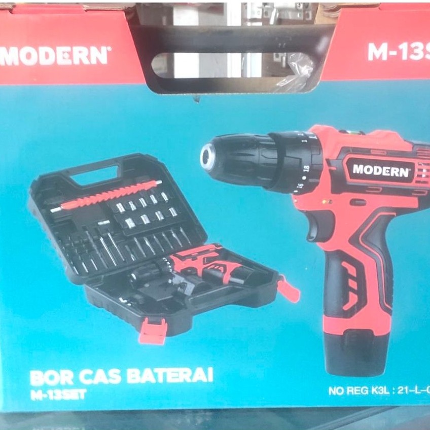 Bor Baterai Modern M-13 SET 10mm - Cordless, Reversible, Torsi 18