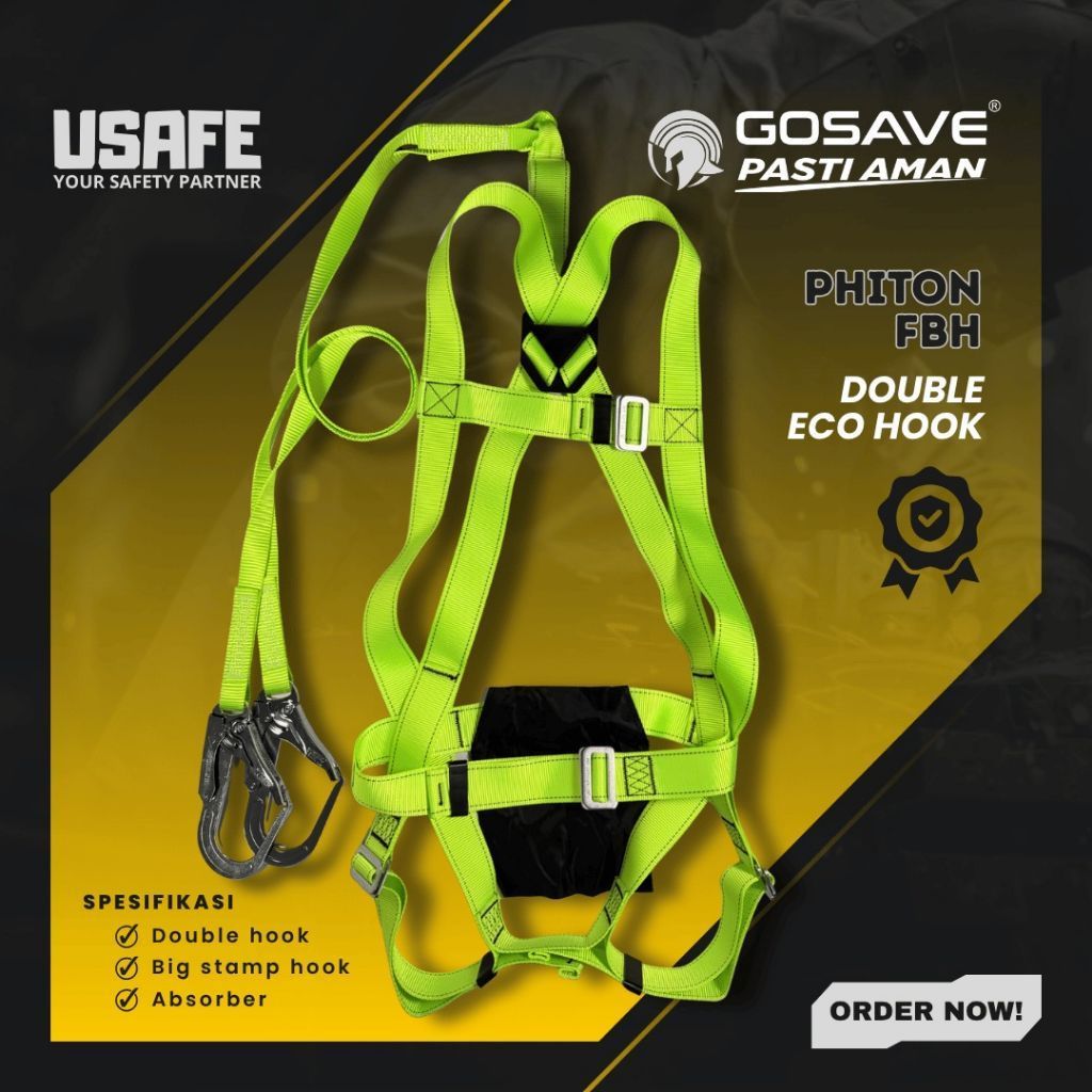 GOSAVE Full Body Harness Pithon Double Big Hook Absorber GOSAVE