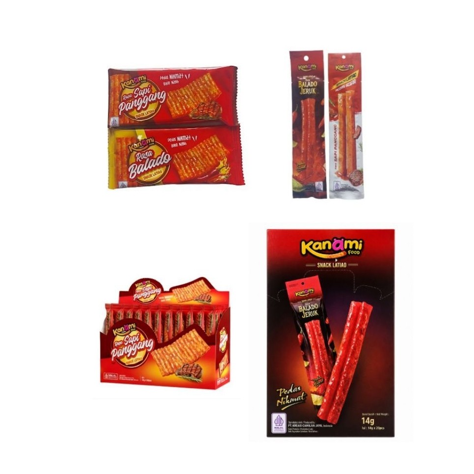 [PACK] KANAMI SNACK LATIAO PACK ISI 20 | LATIAO STICK | LATIAO LEMPENG | SAPI PANGGANG | BALADO PEDA
