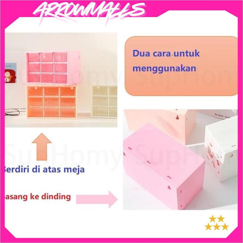 9 Laci Mini Rak Mini Kotak Aksesoris Kotak Laci Mini Container rak kecil aesthetic Laci Kecil dengan