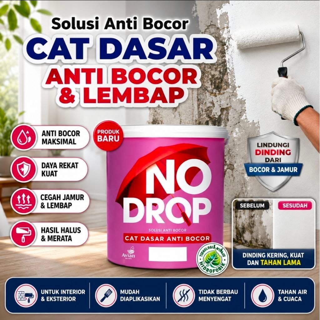 CAT DASAR TEMBOK NO DROP NODROP ANTI BOCOR TETANGGA 1KG & 4KG