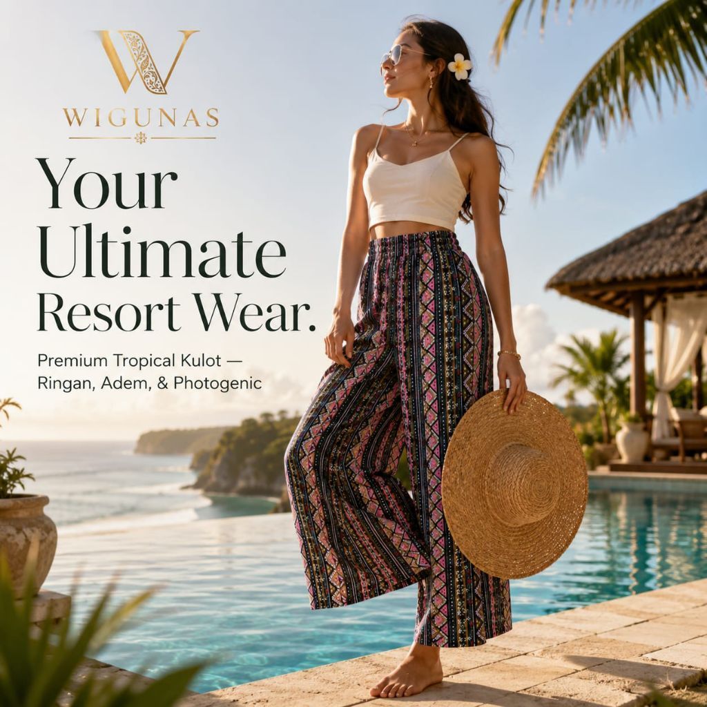 Celana Pantai Wanita Kulot Panjang Motif Bali Etnik Katun Ringan Adem Casual Kulot Liburan Resort We