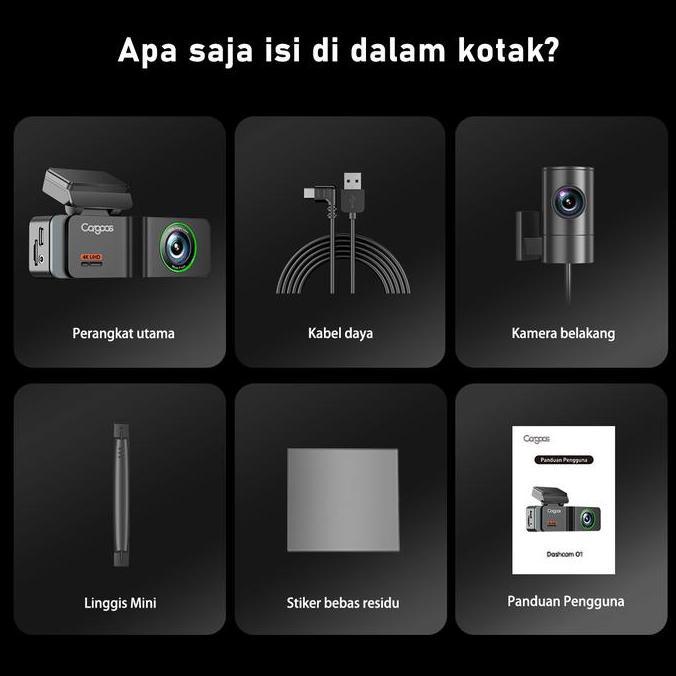 PROMO Cargoos O1 2026 Dashcam Dual Kamera 4K+1080P WiFi Depan Belakang BE5T QUALITY