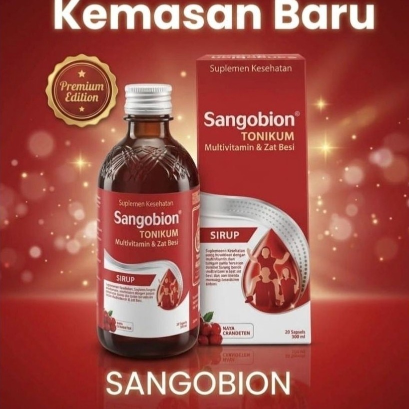 SANGOBION TONIKUM SIRUP Uk 250ML KEMASAN BARU SEBAGAI SUPLEMEN PENAMBAH DARAH DEWASA