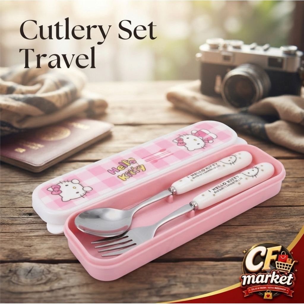 sendok garpu cutlery set premium/cutlery set travel