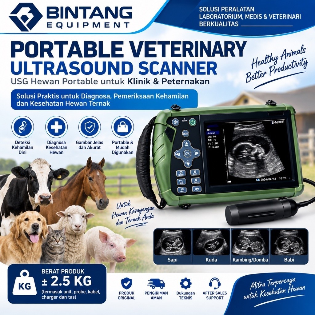 Portable Veterinary Ultrasound Scanner | USG Hewan Portable untuk Klinik & Peternakan | Alat USG Hew
