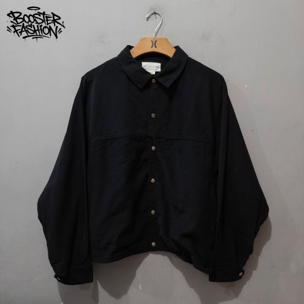 JAKET CASUAL LA FUDGE STORE FULL BLACK SIZE L ORIGINAL
