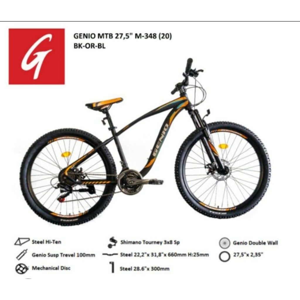 Sepeda Gunung GENIO MTB 27,5" M-348  Mechanical Disc