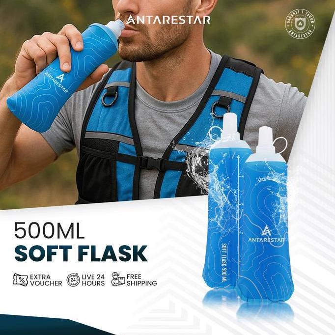 Antarestar Soft Flask 500ml Botol Minum Lipat TPU Ringan BPA Free untuk Hiking Lari Trail Olahraga O