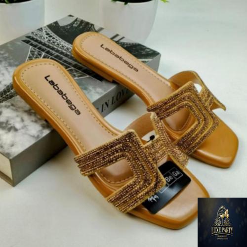 Sendal Flat Wanita  | Sandal Teplek Gliter Size 36-42 Ukuran Jumbo |Lababega Shoes
