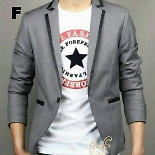 Jas Blazer Pria Slimfit Abu List Hitam Jas Style Korea Keren Kekinian