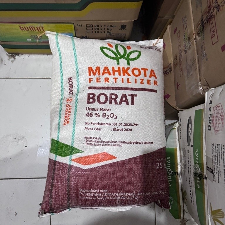 Pupuk BORATE MAHKOTA B2O3 46% 25kg Boron pemanis buah kemasan pabrik