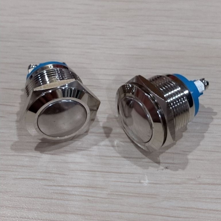 Push Button Switch Metal Stainless Bulat 16mm/19mm – Tombol Panel