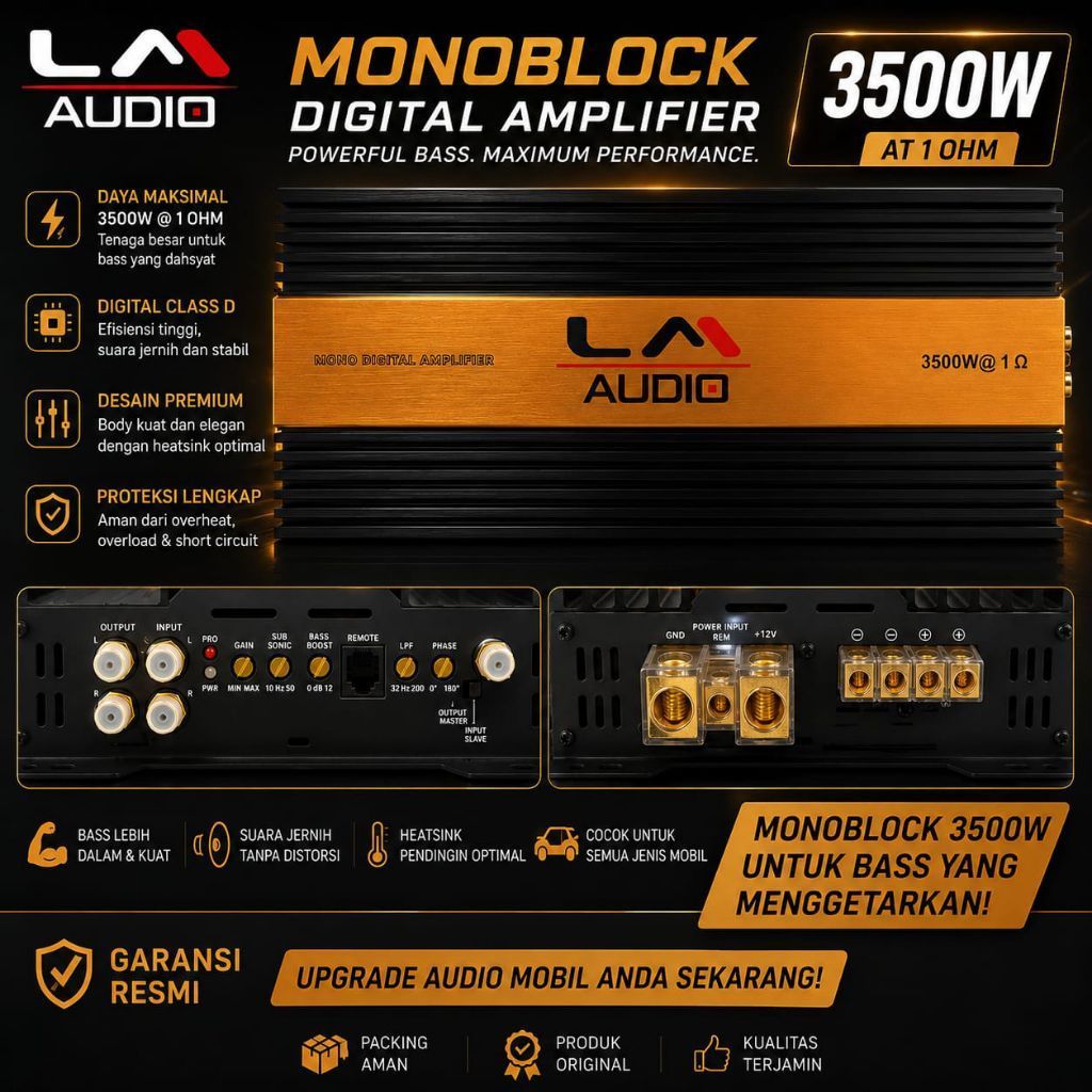 Power Amplifier Monoblock Mobil LA Audio LM-3500.1D