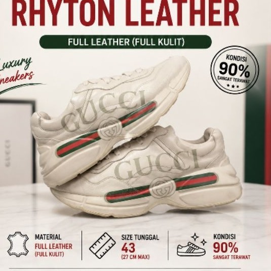 GUCCI RHYTON VINTAGE LOGO LEATHER SNEAKER – IVORY