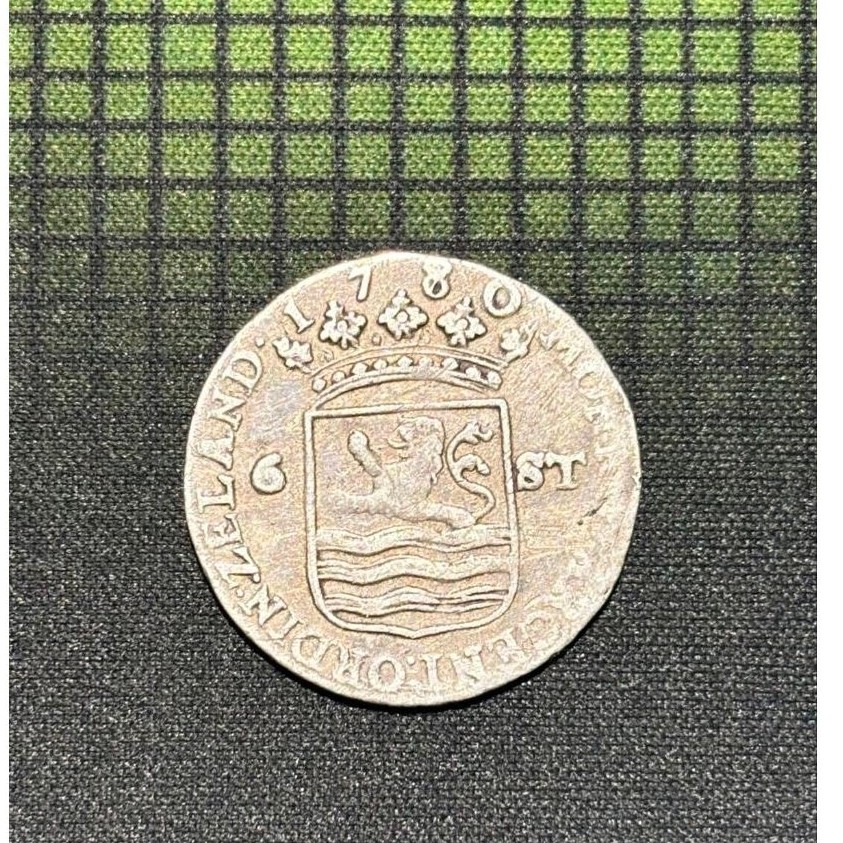 Koin Kuno Perak VOC 6 Stuiver Scheepjesschelling Zeeland 1780 || 100% Asli Murah