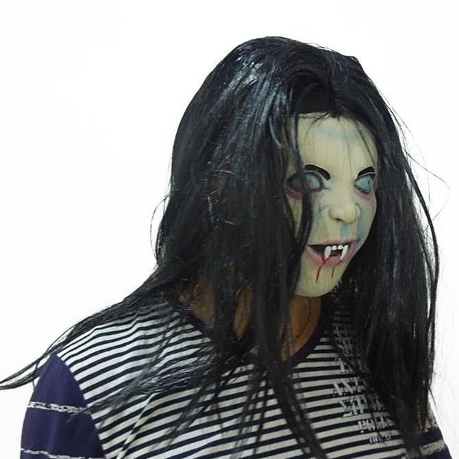 Topeng Nenek Sihir Mak Lampir Taring Latex Wig Seram Halloween