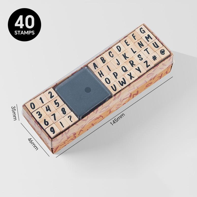 40pcs Stempel Huruf Dan Angka Lengkap Stamp Alphabet Wooden Kayu Estetik Kotak Numbers Angka High Qu
