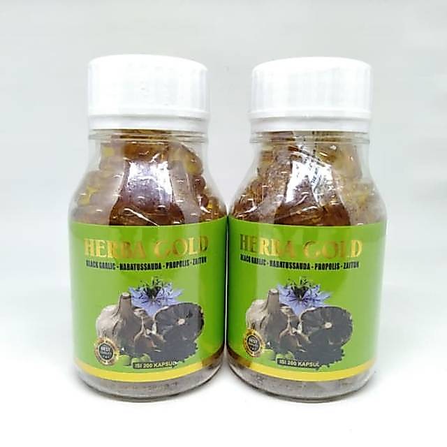 Herba Gold 200 Kapsul / Black Garlic Habbatussauda Propolis Zaitun