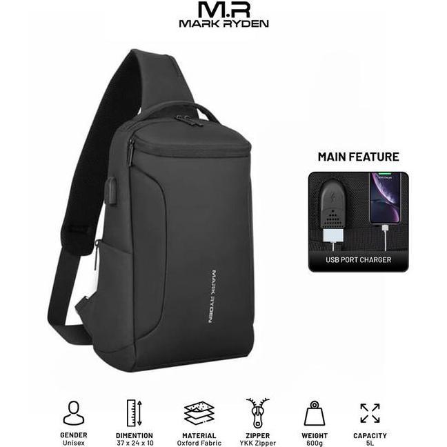 Mark Ryden Mr7069 Crossbody Shoulder Bag Tas Selempang Sling Bla