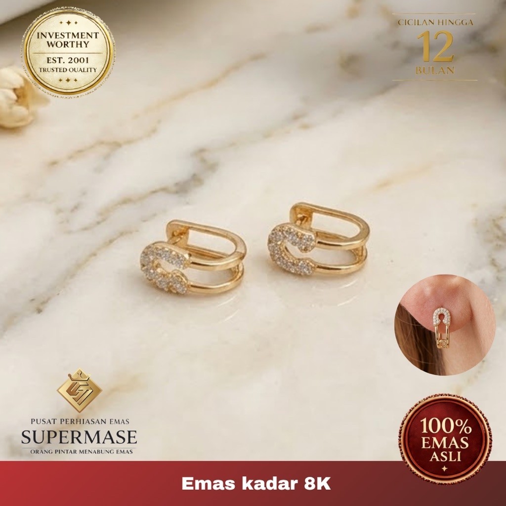 Anting Emas 8K Ceples Peniti Mata - Supermase